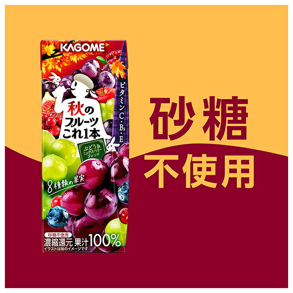 Kagome Autumn Fruit Grape & Mixed Berry Blend Leaf Pack 200ml paper pack x 24 pieces [Shipped in Japan]