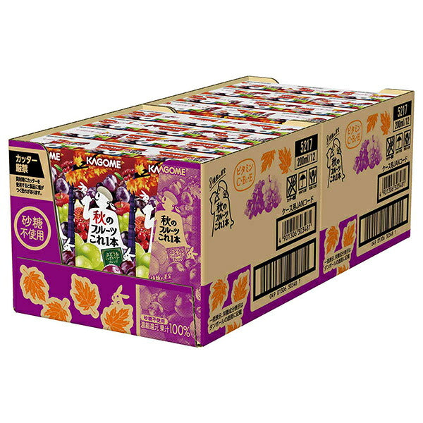 Kagome Autumn Fruit Grape & Mixed Berry Blend Leaf Pack 200ml paper pack x 24 pieces [Shipped in Japan]