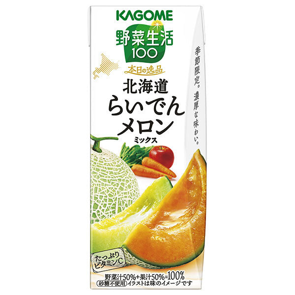 Kagome Vegetable Life 100 Today's Special Hokkaido Raiden Melon Mix 195ml Cartons x 24 [Ships from Japan]