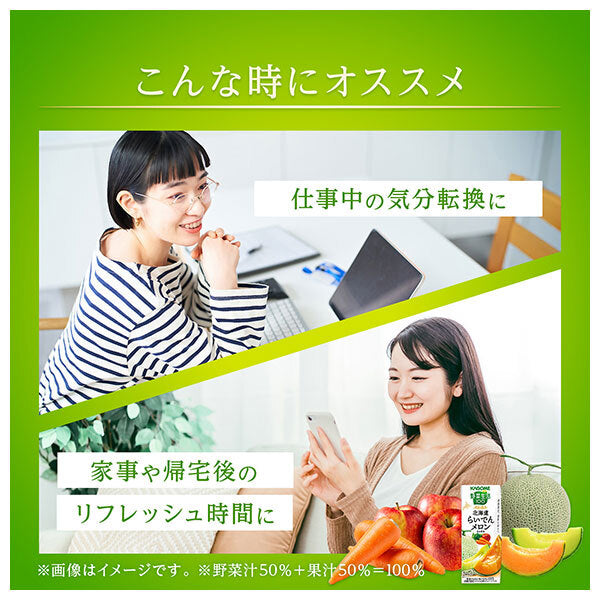 Kagome Vegetable Life 100 Today's Special Hokkaido Raiden Melon Mix 195ml Cartons x 24 [Ships from Japan]