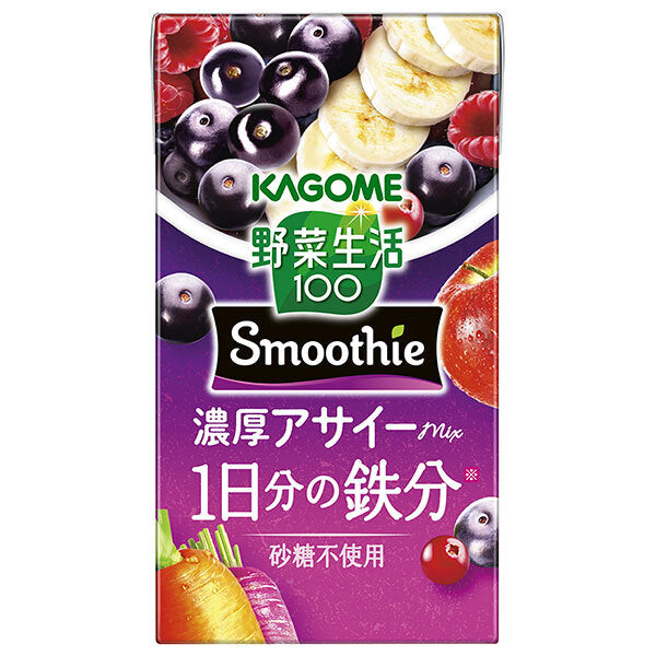 Kagome Vegetable Life 100 Smoothie Rich Acai Mix 125ml Carton x 24 [Ships from Japan]