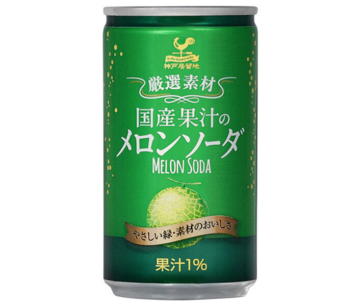 Tominaga Trading Kobe Foreign Settlement Domestic Fruit Juice Melon Soda, 185ml Can x 20 Cans [Ships from Japan] 