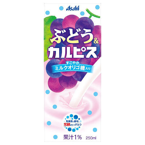 Asahi Beverages Grape & Calpis 250ml Paper Carton x 24 Bottles [Ships from Japan] 