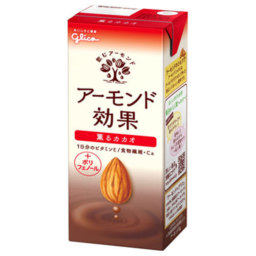 Glico Dairy Almond Effect Fragrant Cocoa, 200ml Paper Carton x 24 Bottles [Ships from Japan] 