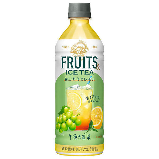 Kirin Afternoon Tea Fruits Ice Tea, White Grape and Lemon, 500ml PET Bottles x 24 [Ships from Japan] 