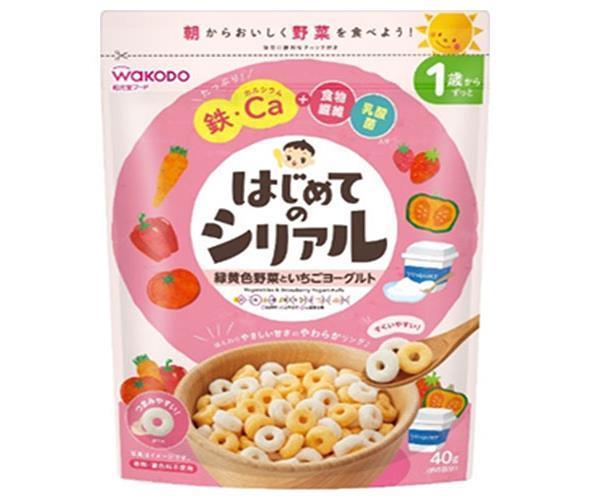 Wakodo First Cereal Green and Yellow Vegetables and Strawberry Yogurt 40g x 12 bags [Shipped in Japan]