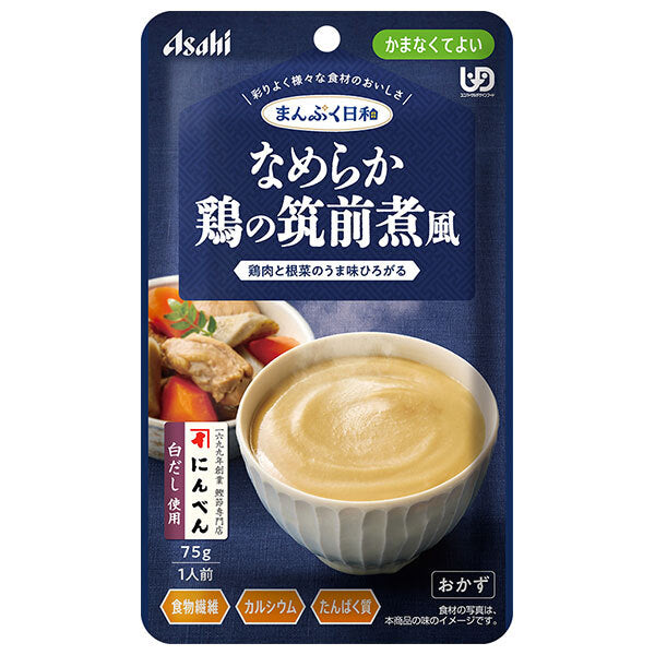 Asahi Group Foods Manpuku Biyori Smooth Chicken Chikuzen Boiled Style 75g x 24 bags [Shipped in Japan]