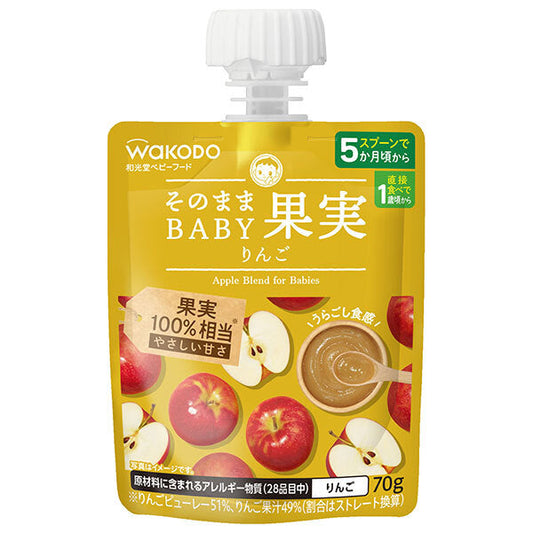 アサヒ食品グループ和光堂 そのままBABY 果実 りんご 70gパウチ×24本入【日本出荷】