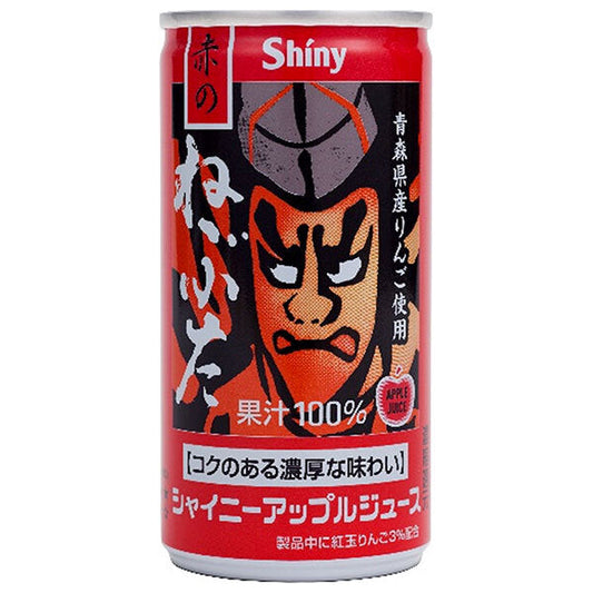 Aomori Prefecture Apple Juice, Shiny Apple Juice, Red Nebuta, 190g Can x 24 Cans [Ships from Japan] 