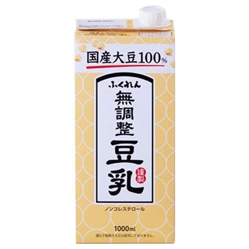 Fukuren 100% Japanese Soybean Soymilk, Unsweetened, 1000ml Paper Carton x 12 (6 x 2) [Ships from Japan] 