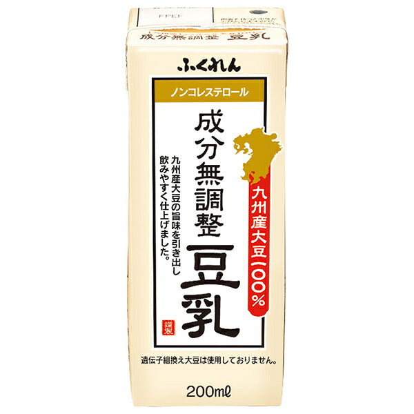 Fukuren Kyushu Soybean Unsweetened Soy Milk 200ml Carton x 24 [Ships from Japan]
