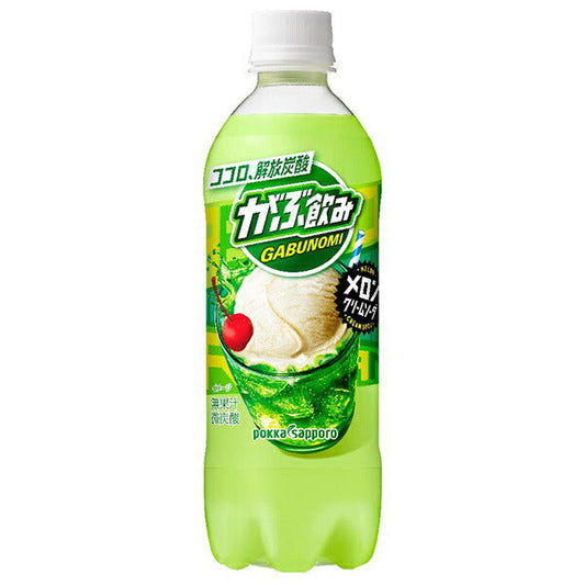Pokka Sapporo Gabunomi Melon Cream Soda, 500ml PET Bottles x 24 [Ships from Japan]