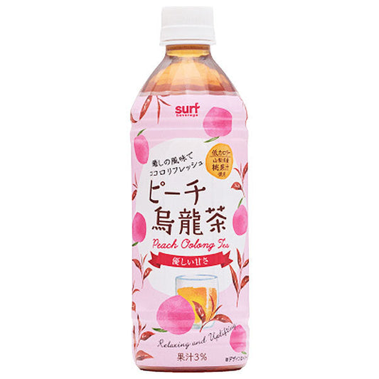 Surf Beverage Peach Oolong Tea, 500ml PET Bottles x 24 [Ships from Japan] 