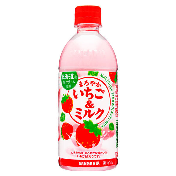 Sangaria Mellow Strawberry & Milk 500ml PET Bottles x 24 [Ships from Japan] 