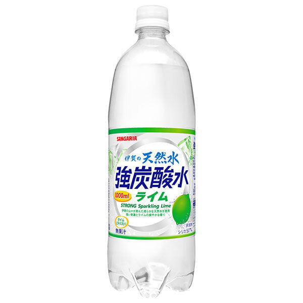 サンガリア 伊賀の天然水 強炭酸水 ライム 1Lペットボトル×12本入【日本出荷】