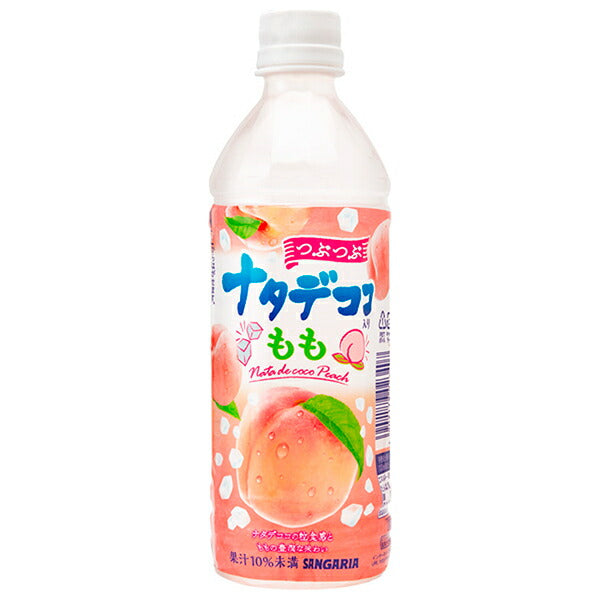 Sangaria Peach with Nata de Coco Chunks, 500ml PET Bottle x 24 Bottles [Ships from Japan] 