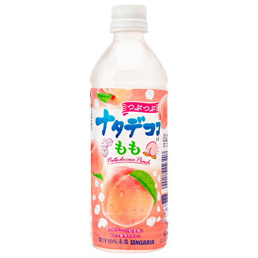 Sangaria Peach with Nata de Coco Chunks, 500ml PET Bottle x 24 Bottles [Ships from Japan] 