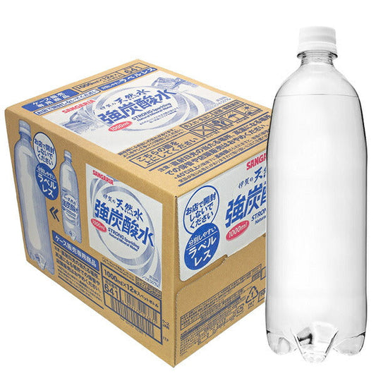 Sangaria Iga Natural Mineral Water, Strong Carbonated Water (Labelless), 1L PET Bottle x 12 [Ships from Japan] 