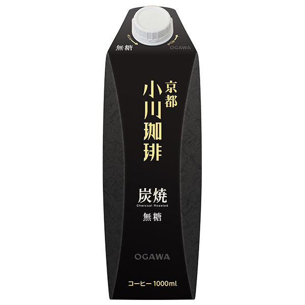 小川珈琲 小川珈琲店 炭焼珈琲 無糖 1000ml紙パック×12(6×2)本入【日本出荷】