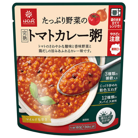 はくばく たっぷり野菜の 完熟トマトカレー粥 180g×24(8×3)袋入【日本出荷】