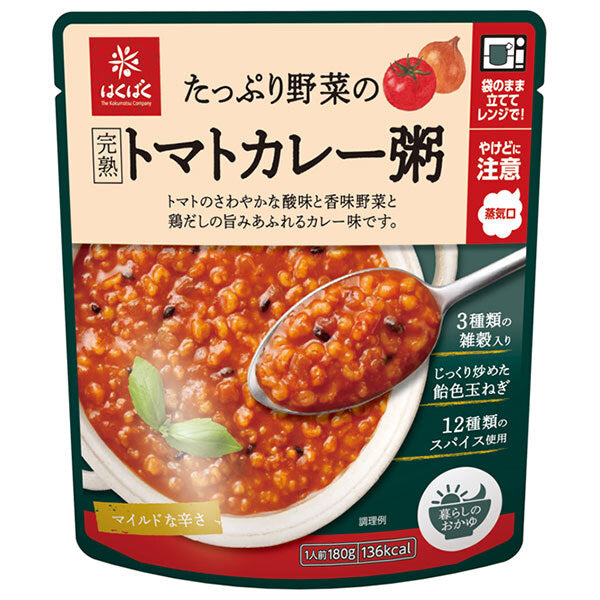 Hakubaku Ripe tomato curry porridge with plenty of vegetables 180g x 24 (8 x 3) bags [shipped in Japan]