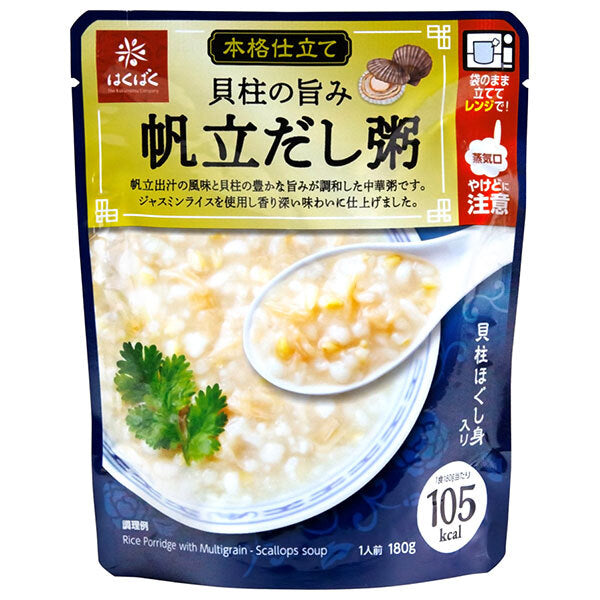 Hakubaku Scallop Broth Rice Porridge, 180g x 24 (8 x 3) Bags [Ships from Japan] 