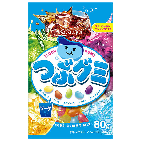 春日井製菓 つぶグミ ソーダ 80g×6個入【日本出荷】