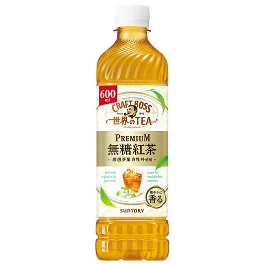 Suntory Craft Boss World's TEA PREMIUM Unsweetened Black Tea 600ml PET bottles x 24 pieces [Shipped in Japan]