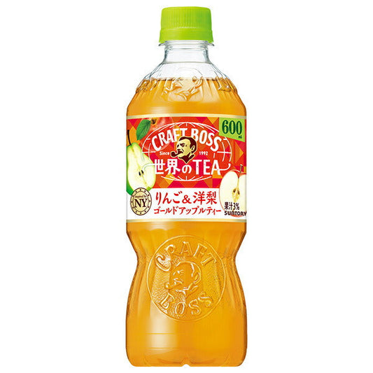 サントリー クラフトボス 世界のTEA りんご&洋梨 ゴールドアップルティー【手売り用】 600mlペットボトル×24本入【日本出荷】