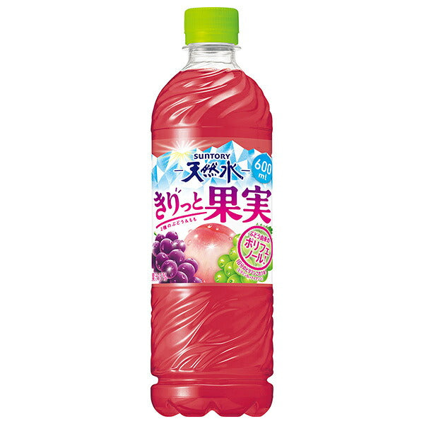 Suntory Natural Mineral Water Kirittto Kajitsu Two Grape & Peach Mixed Fruit Beverage 600 ml PET Bottles x 24 [Ships from Japan]