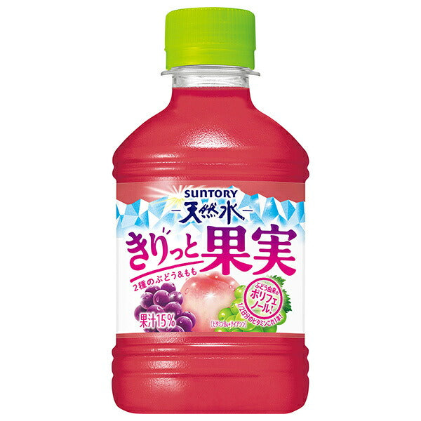 Suntory Natural Mineral Water Kirittto Kajitsu Two Grape Varieties & Peach Fruit Drink, 280ml PET Bottles x 24 [Ships from Japan]