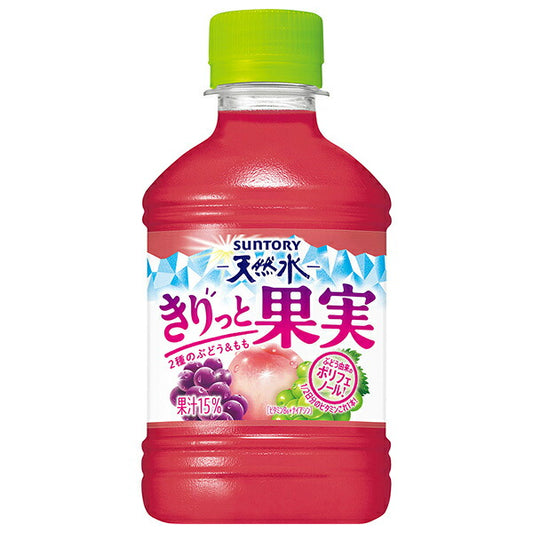 Suntory Natural Mineral Water Kirittto Kajitsu Two Grape Varieties & Peach Fruit Drink, 280ml PET Bottles x 24 [Ships from Japan]