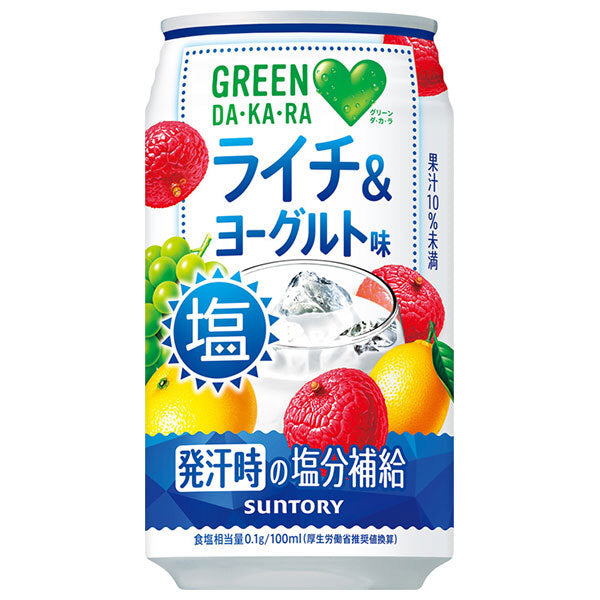 Suntory GREEN DA KA RA Salted Lychee & Yogurt Flavor, 350g Can x 24 Cans 