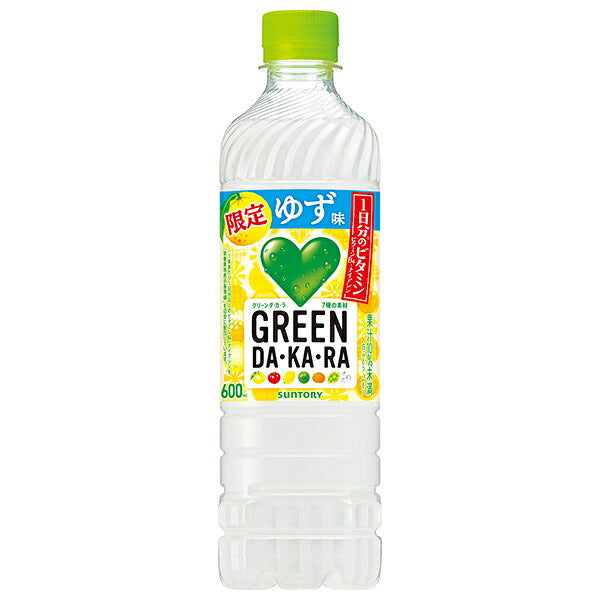 Suntory GREEN DA KA RA (Green Dakara) Winter Limited Edition Vitamin Yuzu Flavor, 600ml PET Bottles x 24 [Ships from Japan] 