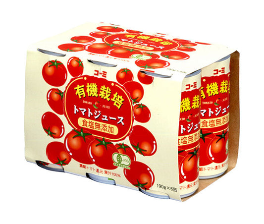 Komi Organically Grown, No Added Salt Tomato Juice, 190g Cans x 30 (5 Packs of 6 Cans) [Ships from Japan] 