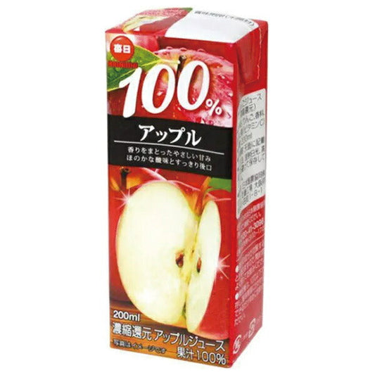 Mainichi Milk 100% Apple 200ml Paper Carton x 24 [Ships from Japan] 
