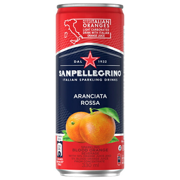 Nihon-Futsu Boeki San Pellegrino Aranciata Rossa (Blood Orange) 330ml Cans x 24 [Ships from Japan] 