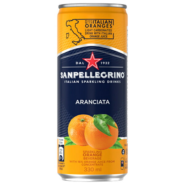 Nihon-Futsu Boeki San Pellegrino Aranciata (Orange) 330ml Cans x 24 [Ships from Japan]