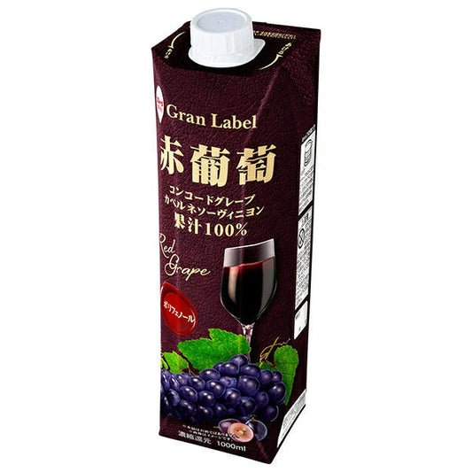 Sujata Red Grape (Concentrate) 1000ml Paper Carton x 6 Bottles [Ships from Japan]