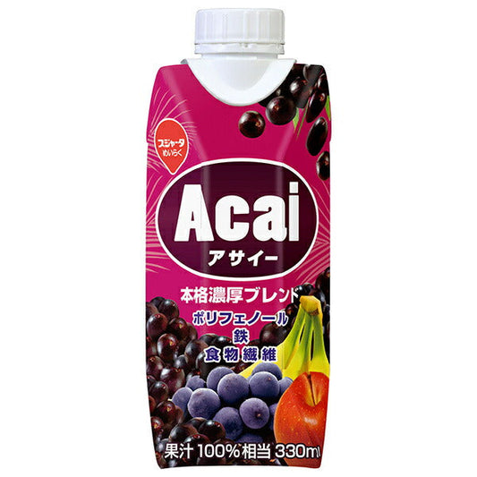 Sujata Acai Authentic Rich Blend (Prisma Container) 330ml Paper Carton x 12 [Ships from Japan] 