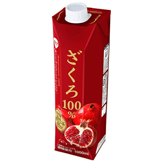 Sujata 100% Pomegranate 1000ml Paper Carton x 6 Bottles [Ships from Japan] 