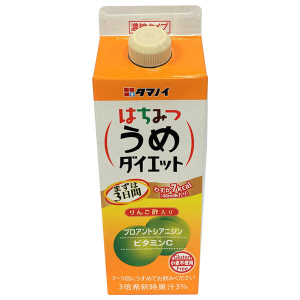 Tamanoi Vinegar Honey Plum Diet Concentrated Type, 500ml Paper Carton x 12 Bottles [Ships from Japan] 