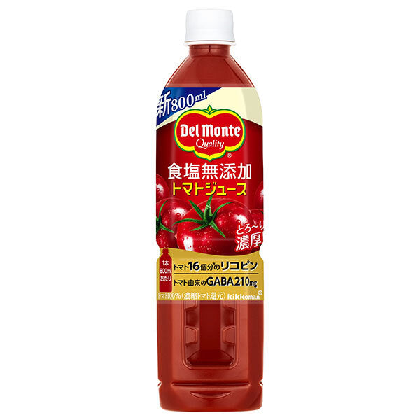 Del Monte Tomato Juice, No Added Salt, 800ml PET Bottles x 15 [Ships from Japan] 