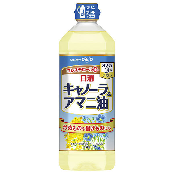 Nissin Oilio Nissin Canola & Linseed Oil 800g PET bottles x 8 pieces [Shipped in Japan]