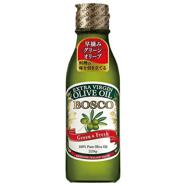 Nissin Oillio BOSCO Extra Virgin Olive Oil, 228g Bottles x 12 [Ships from Japan] 