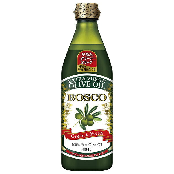 Nissin Oillio BOSCO Extra Virgin Olive Oil, 684g PET Bottle x 12 [Ships from Japan] 