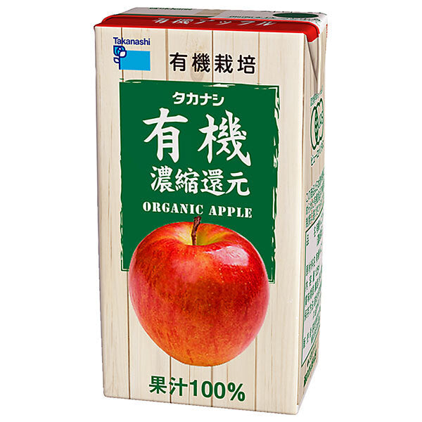 Takanashi Dairy Organic Apple, 125ml Paper Carton x 24 (12 x 2) [Ships from Japan] 