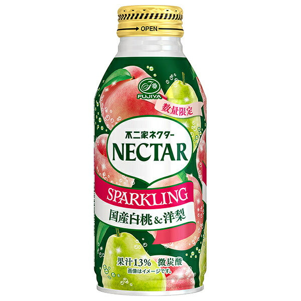 不二家 ネクター スパークリング 国産白桃&洋梨 380mlボトル缶×24本入【日本出荷】