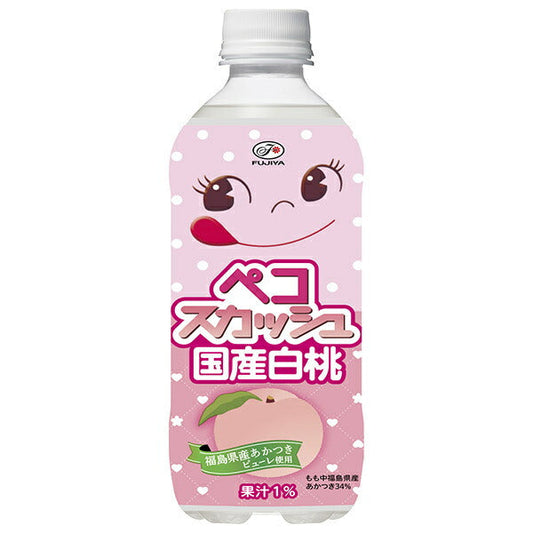 不二家 ペコスカッシュ 国産白桃 500mlペットボトル×24本入【日本出荷】
