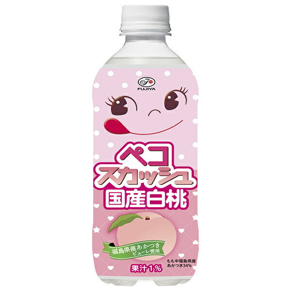 Fujiya Pecos Squash Domestic White Peach 500ml plastic bottle x 24 bottles [shipped in Japan]